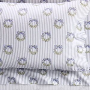 Pottery Barn Georgia Wreath Flannel Sheet Set brand new in packaging NWT